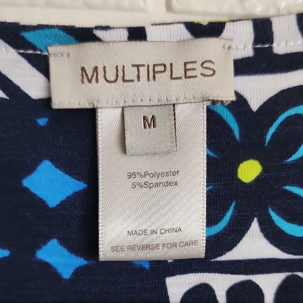 Multiples Blue and Green Geometric Long Sleeve Dress - Picture 3 of 6